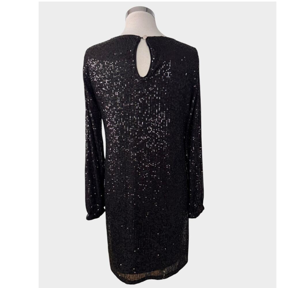 Studio Y Small Black Sequin Long Sleeve Coctail Party Special Occasion Dress - Picture 5 of 10